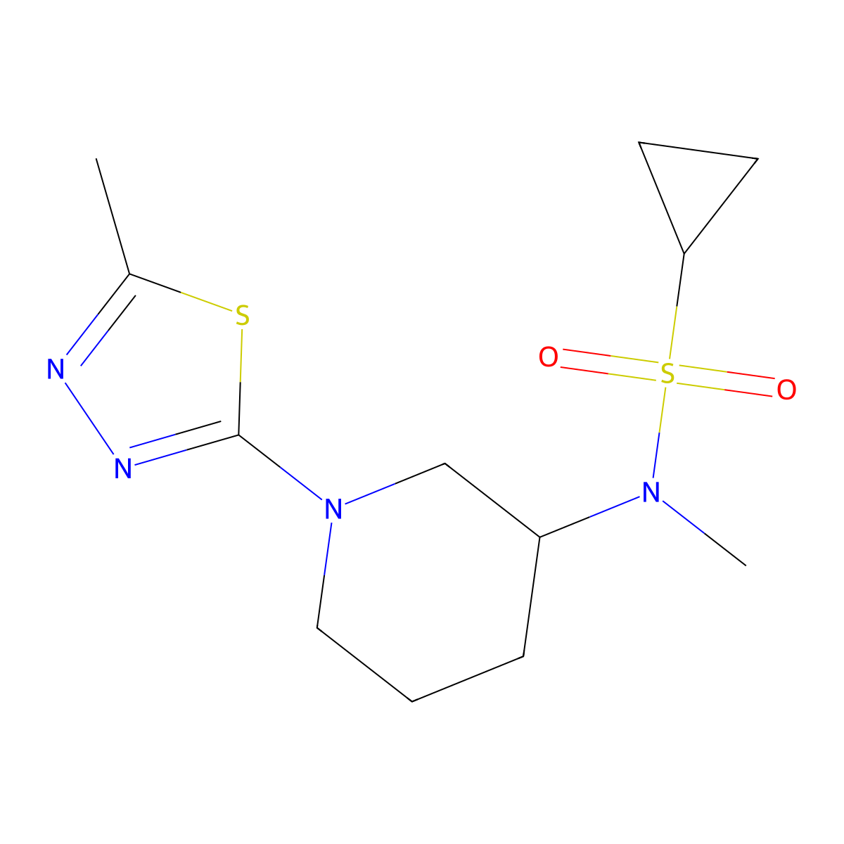 N-methyl-N-[1-(5-methyl-1,3,4-thiadiazol-2-yl)piperidin-3-yl]cyclopropanesulfonamide molecular structure, CAS 2742069-24-3