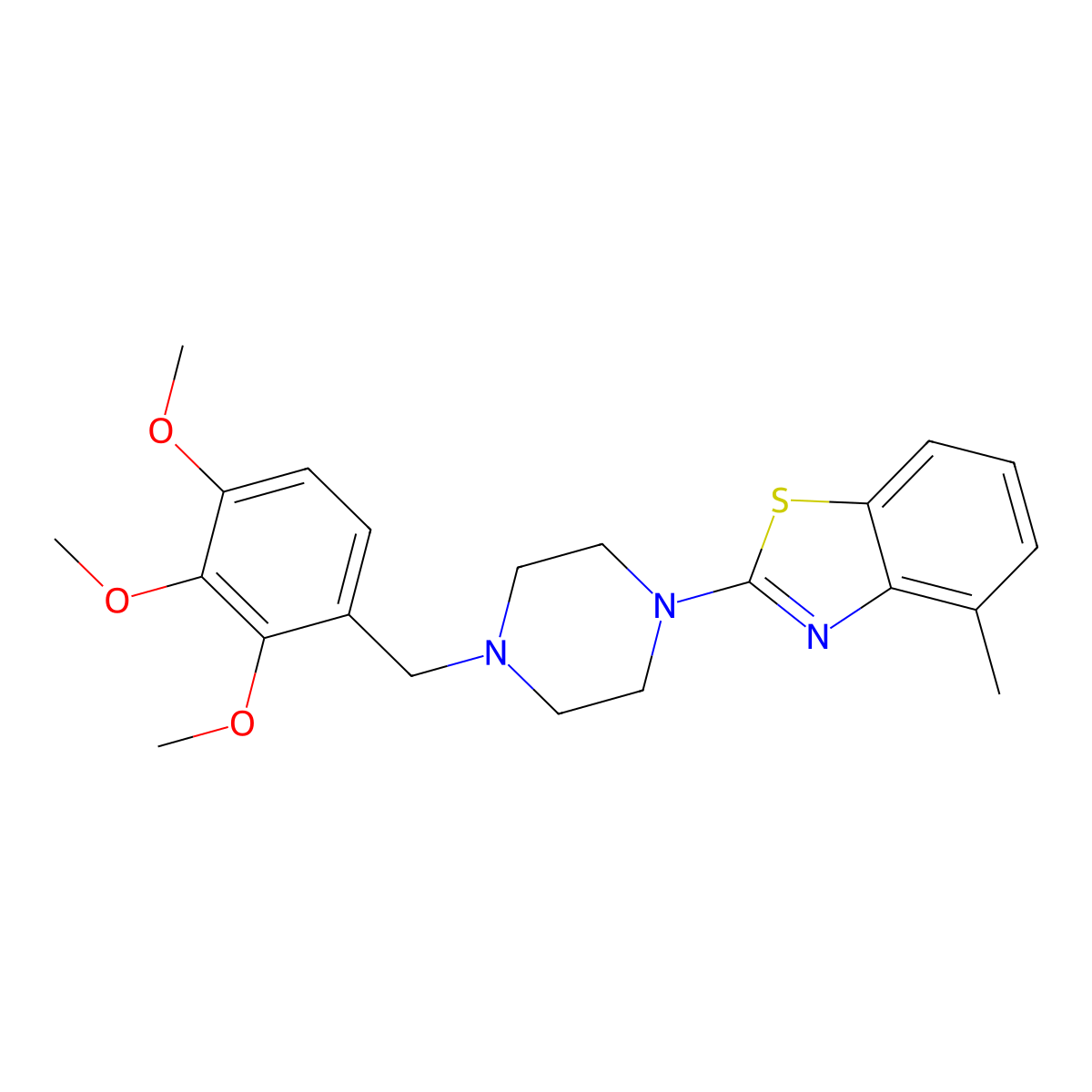 4-Methyl-2-{4-[(2,3,4-trimethoxyphenyl)methyl]piperazin-1-yl}-1,3-benzothiazole molecular structure, CAS 2742069-26-5