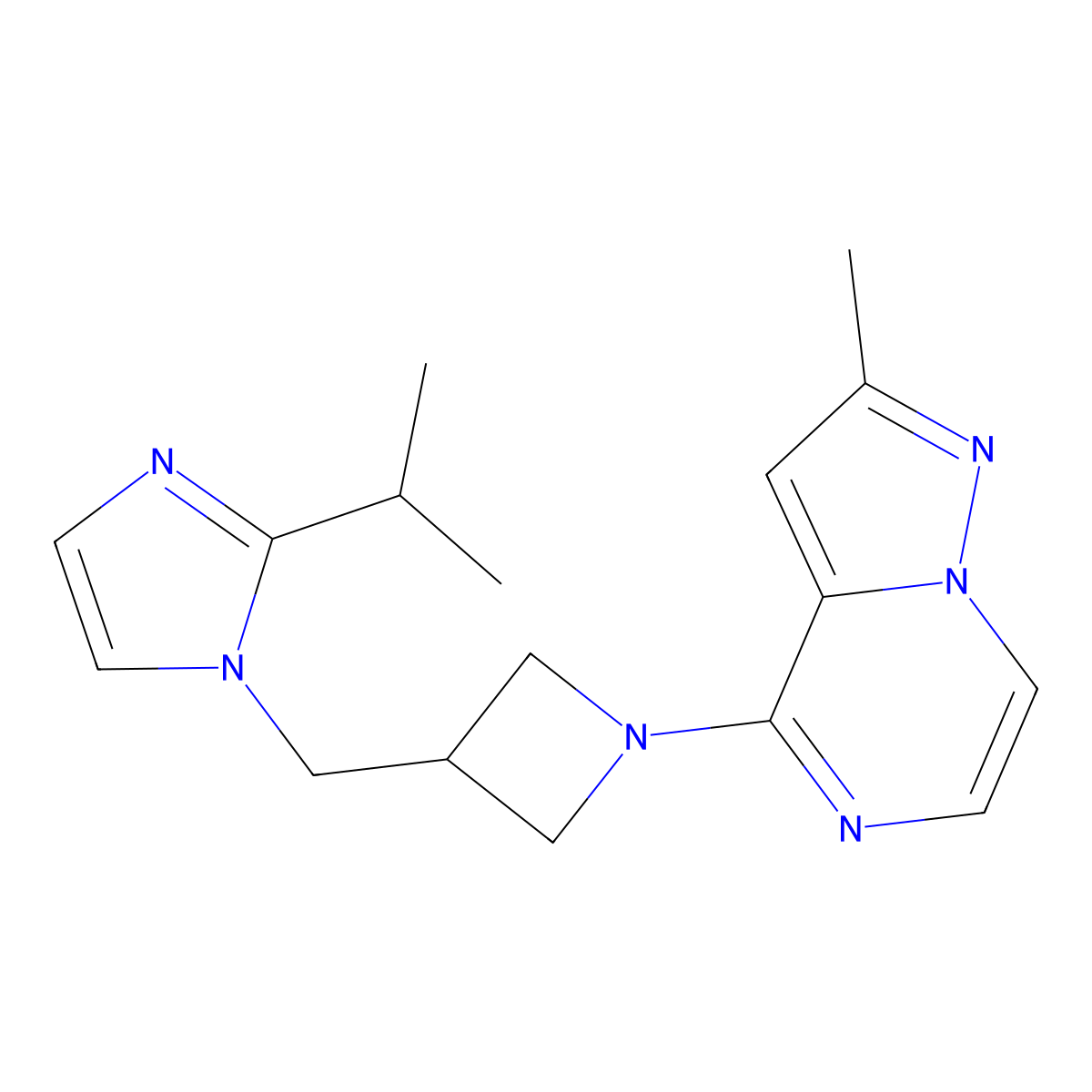 1-[(1-{2-methylpyrazolo[1,5-a]pyrazin-4-yl}azetidin-3-yl)methyl]-2-(propan-2-yl)-1H-imidazole molecular structure, CAS 2742069-27-6