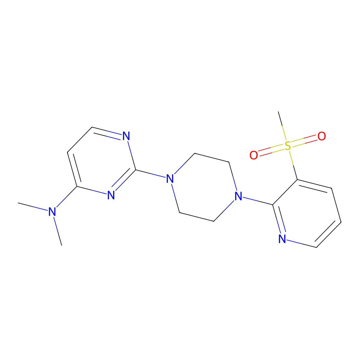 2-[4-(3-methanesulfonylpyridin-2-yl)piperazin-1-yl]-N,N-dimethylpyrimidin-4-amine molecular structure, CAS 2742069-29-8