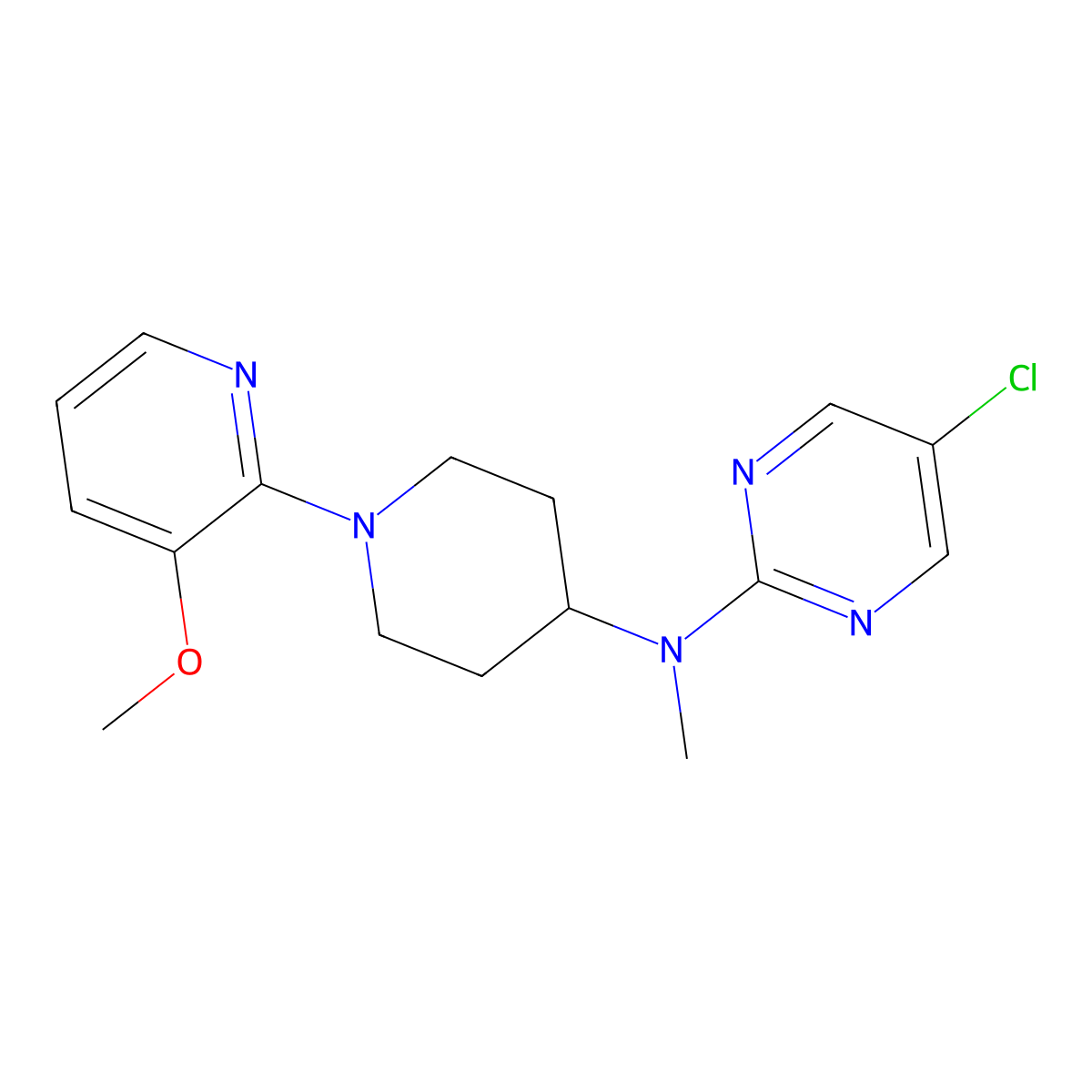 5-chloro-N-[1-(3-methoxypyridin-2-yl)piperidin-4-yl]-N-methylpyrimidin-2-amine molecular structure, CAS 2742069-31-2