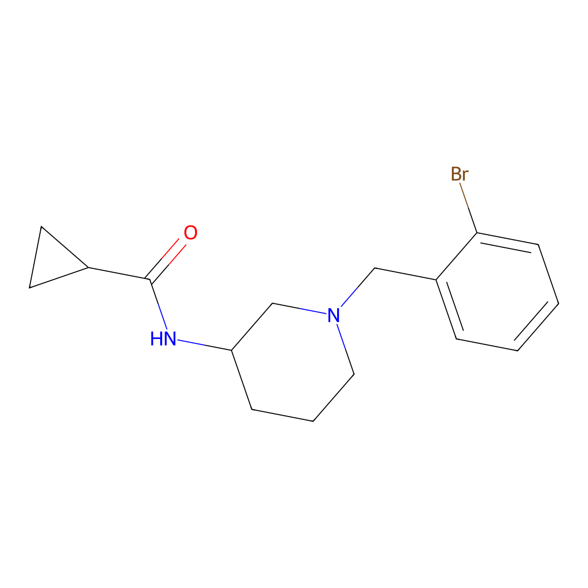 N-{1-[(2-bromophenyl)methyl]piperidin-3-yl}cyclopropanecarboxamide molecular structure, CAS 2742069-39-0