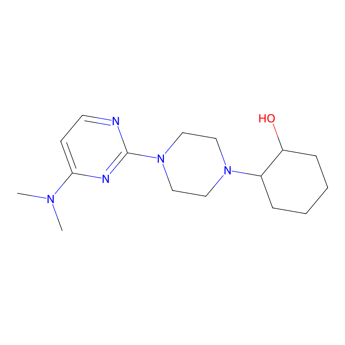 2-{4-[4-(Dimethylamino)pyrimidin-2-yl]piperazin-1-yl}cyclohexan-1-ol molecular structure, CAS 2742069-40-3
