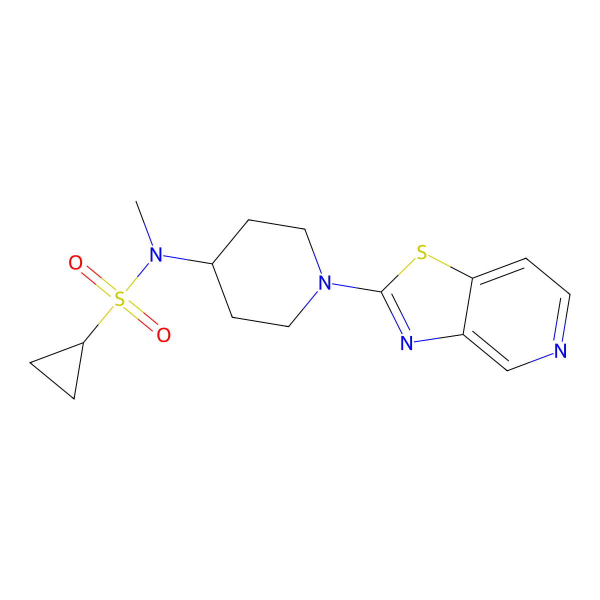 N-methyl-N-(1-{[1,3]thiazolo[4,5-c]pyridin-2-yl}piperidin-4-yl)cyclopropanesulfonamide molecular structure, CAS 2742069-47-0
