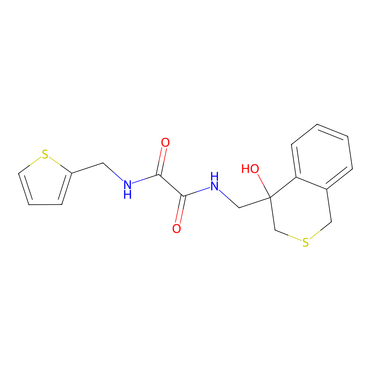N'-[(4-hydroxy-3,4-dihydro-1H-2-benzothiopyran-4-yl)methyl]-N-[(thiophen-2-yl)methyl]ethanediamide molecular structure, CAS 2742069-51-6