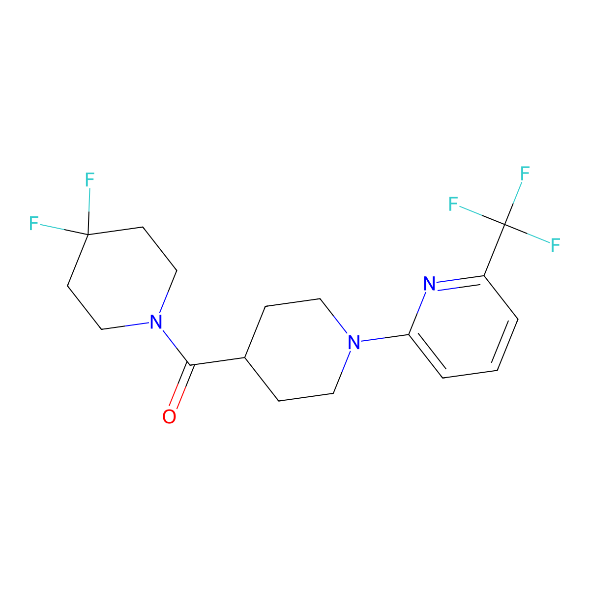 2-[4-(4,4-Difluoropiperidine-1-carbonyl)piperidin-1-yl]-6-(trifluoromethyl)pyridine molecular structure, CAS 2742069-56-1