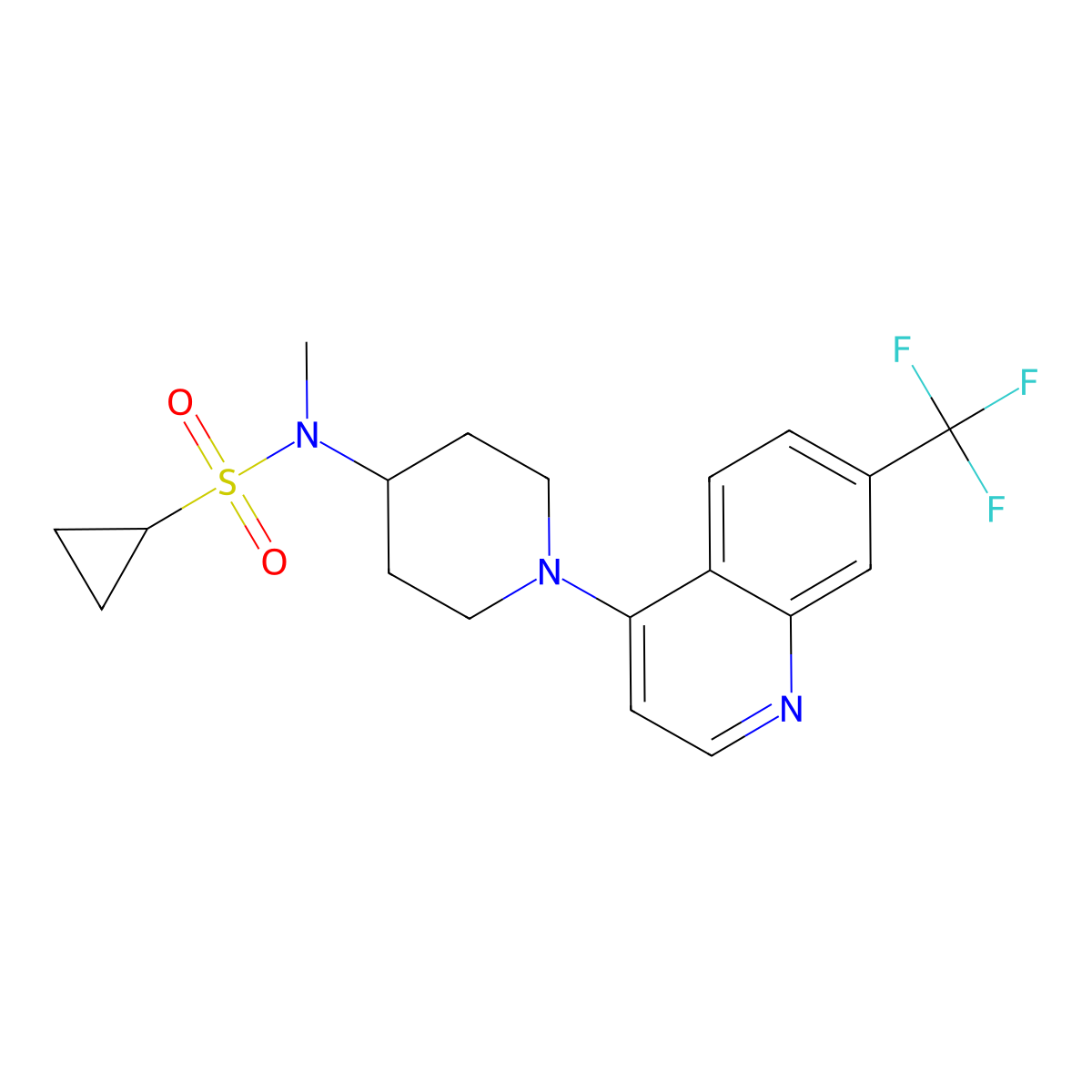 N-methyl-N-{1-[7-(trifluoromethyl)quinolin-4-yl]piperidin-4-yl}cyclopropanesulfonamide molecular structure, CAS 2742069-58-3