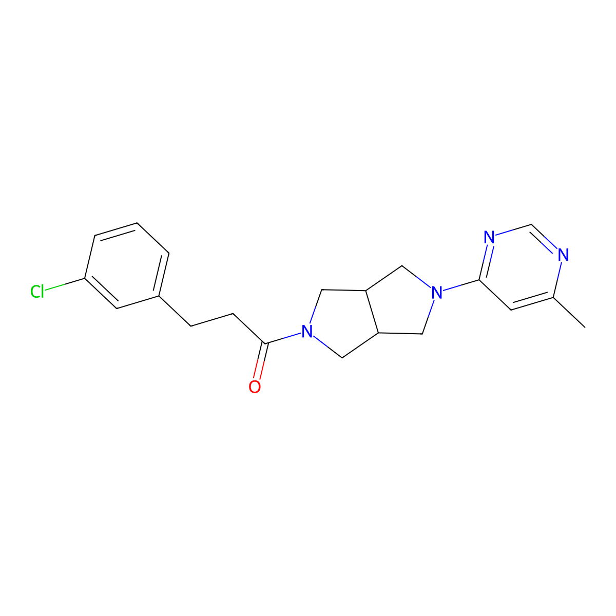 3-(3-Chlorophenyl)-1-[5-(6-methylpyrimidin-4-yl)-octahydropyrrolo[3,4-c]pyrrol-2-yl]propan-1-one molecular structure, CAS 2742069-59-4