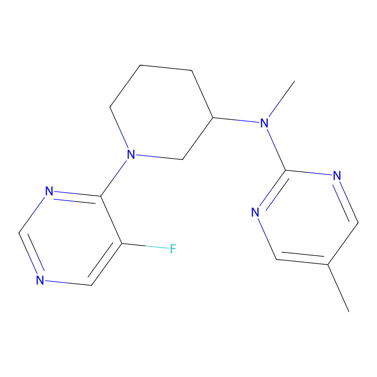 N-[1-(5-fluoropyrimidin-4-yl)piperidin-3-yl]-N,5-dimethylpyrimidin-2-amine molecular structure, CAS 2742069-63-0