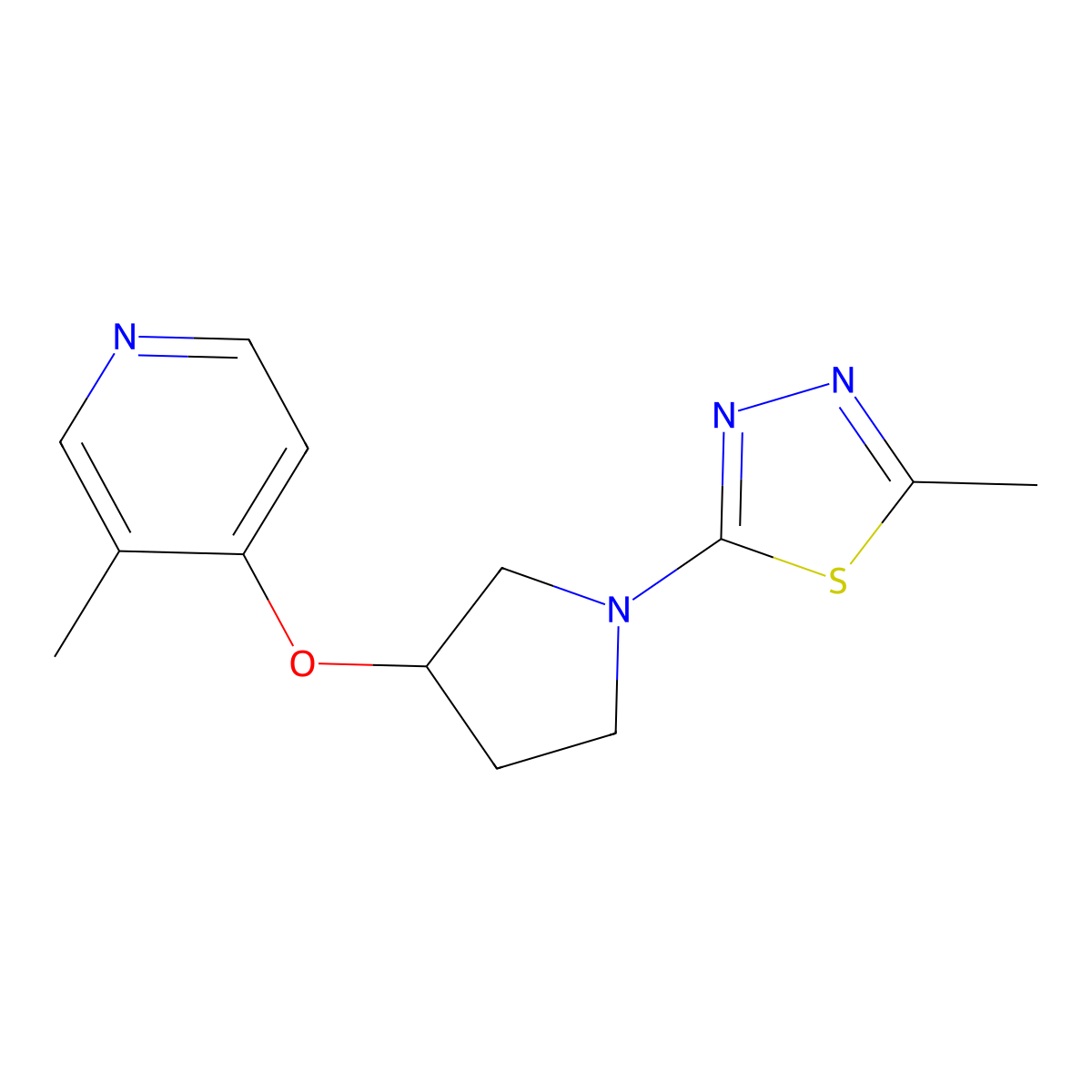 3-Methyl-4-{[1-(5-methyl-1,3,4-thiadiazol-2-yl)pyrrolidin-3-yl]oxy}pyridine molecular structure, CAS 2742069-67-4