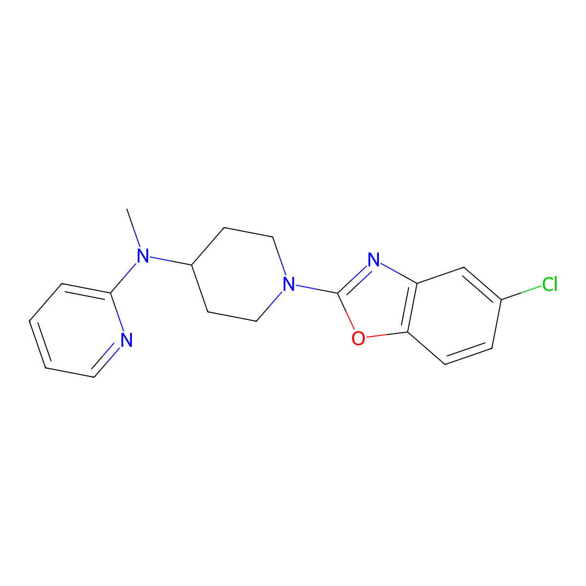N-[1-(5-chloro-1,3-benzoxazol-2-yl)piperidin-4-yl]-N-methylpyridin-2-amine molecular structure, CAS 2742069-71-0