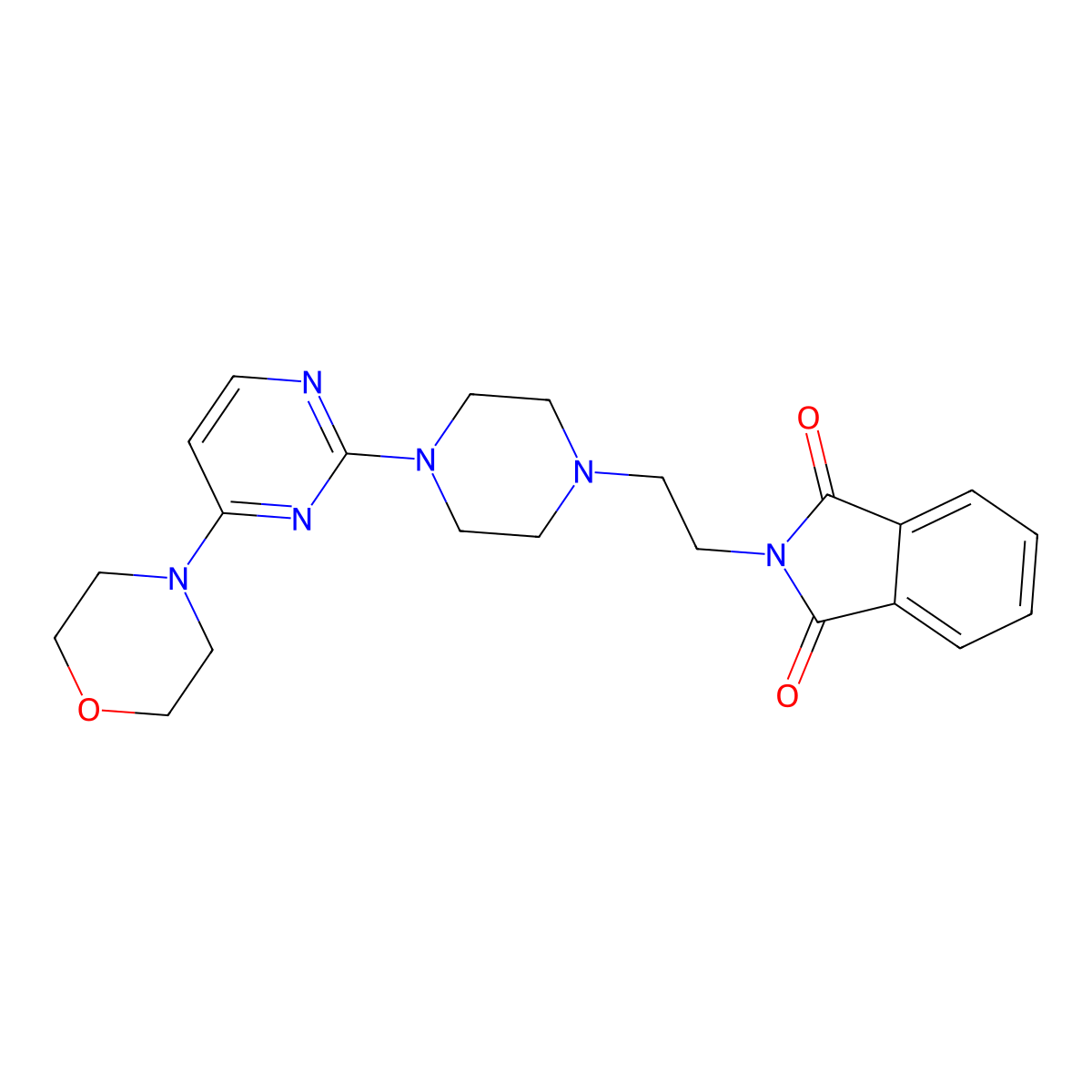 2-(2-{4-[4-(morpholin-4-yl)pyrimidin-2-yl]piperazin-1-yl}ethyl)-2,3-dihydro-1H-isoindole-1,3-dione molecular structure, CAS 2742069-80-1