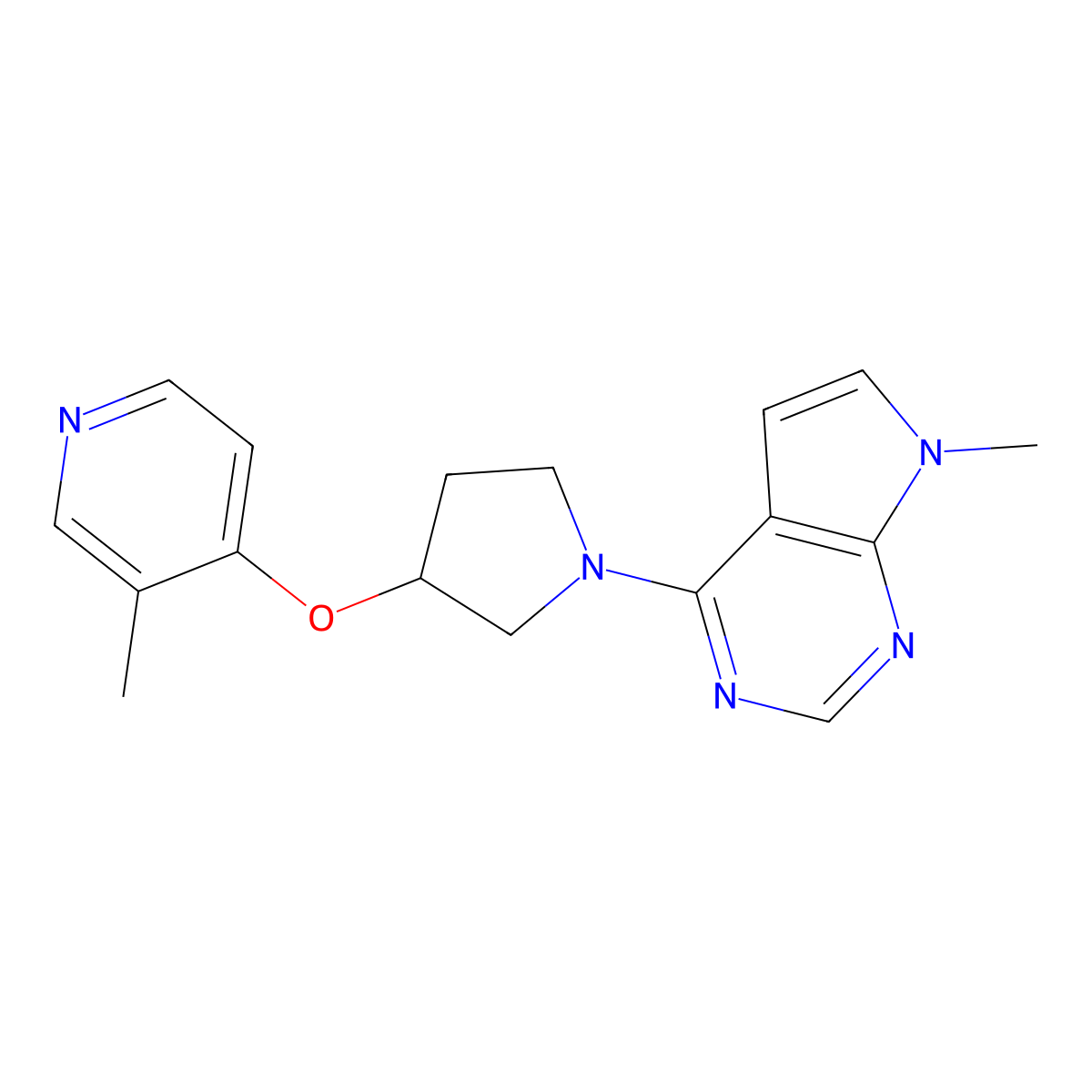 3-methyl-4-[(1-{7-methyl-7H-pyrrolo[2,3-d]pyrimidin-4-yl}pyrrolidin-3-yl)oxy]pyridine molecular structure, CAS 2742069-81-2