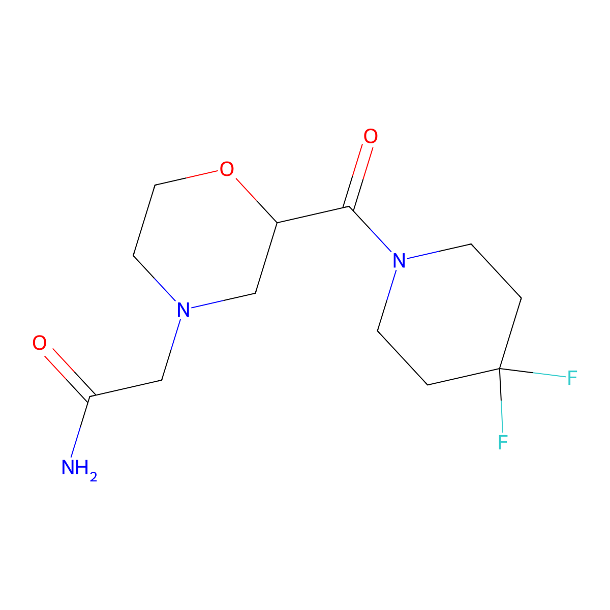 2-[2-(4,4-Difluoropiperidine-1-carbonyl)morpholin-4-yl]acetamide molecular structure, CAS 2742069-83-4