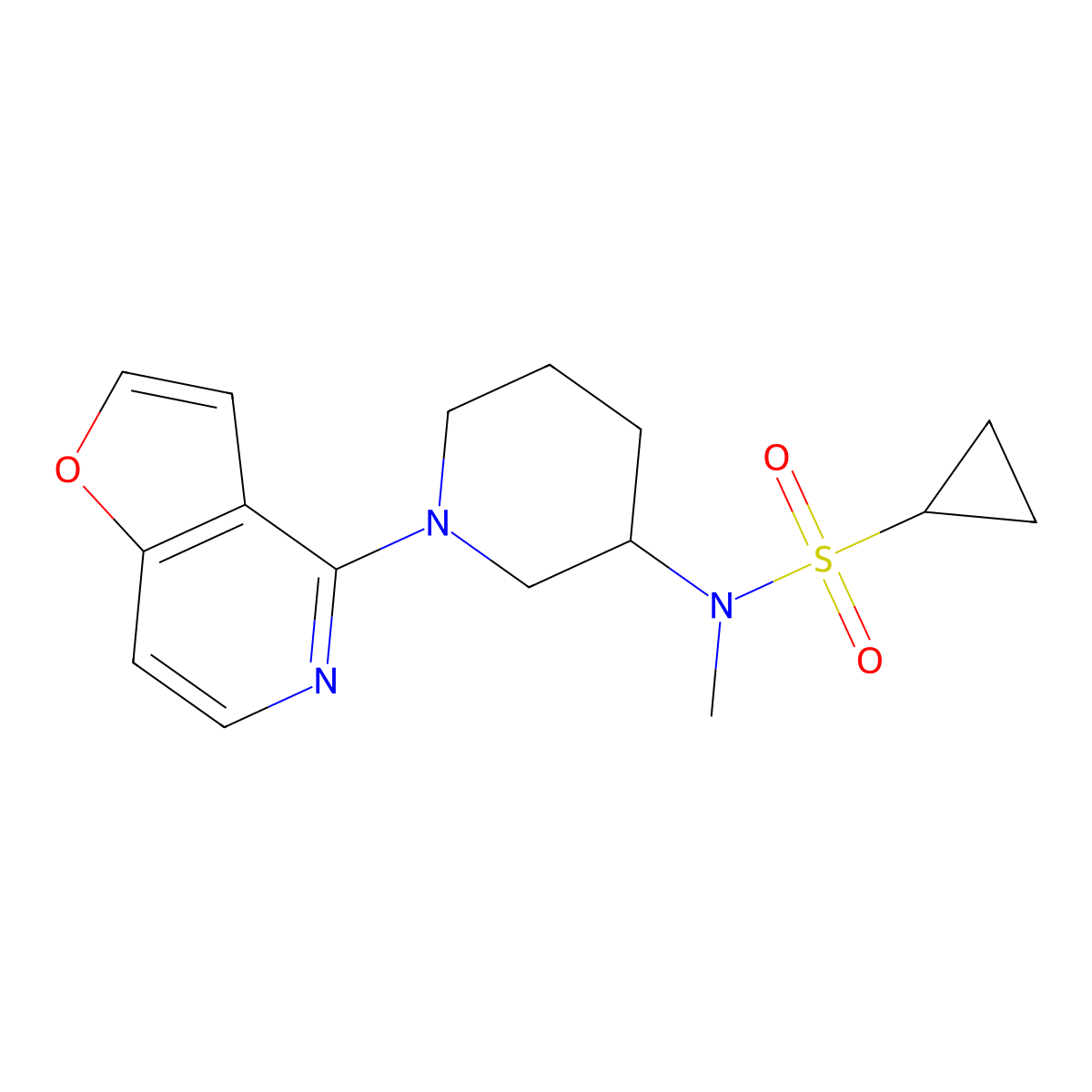 N-(1-{furo[3,2-c]pyridin-4-yl}piperidin-3-yl)-N-methylcyclopropanesulfonamide molecular structure, CAS 2742069-86-7