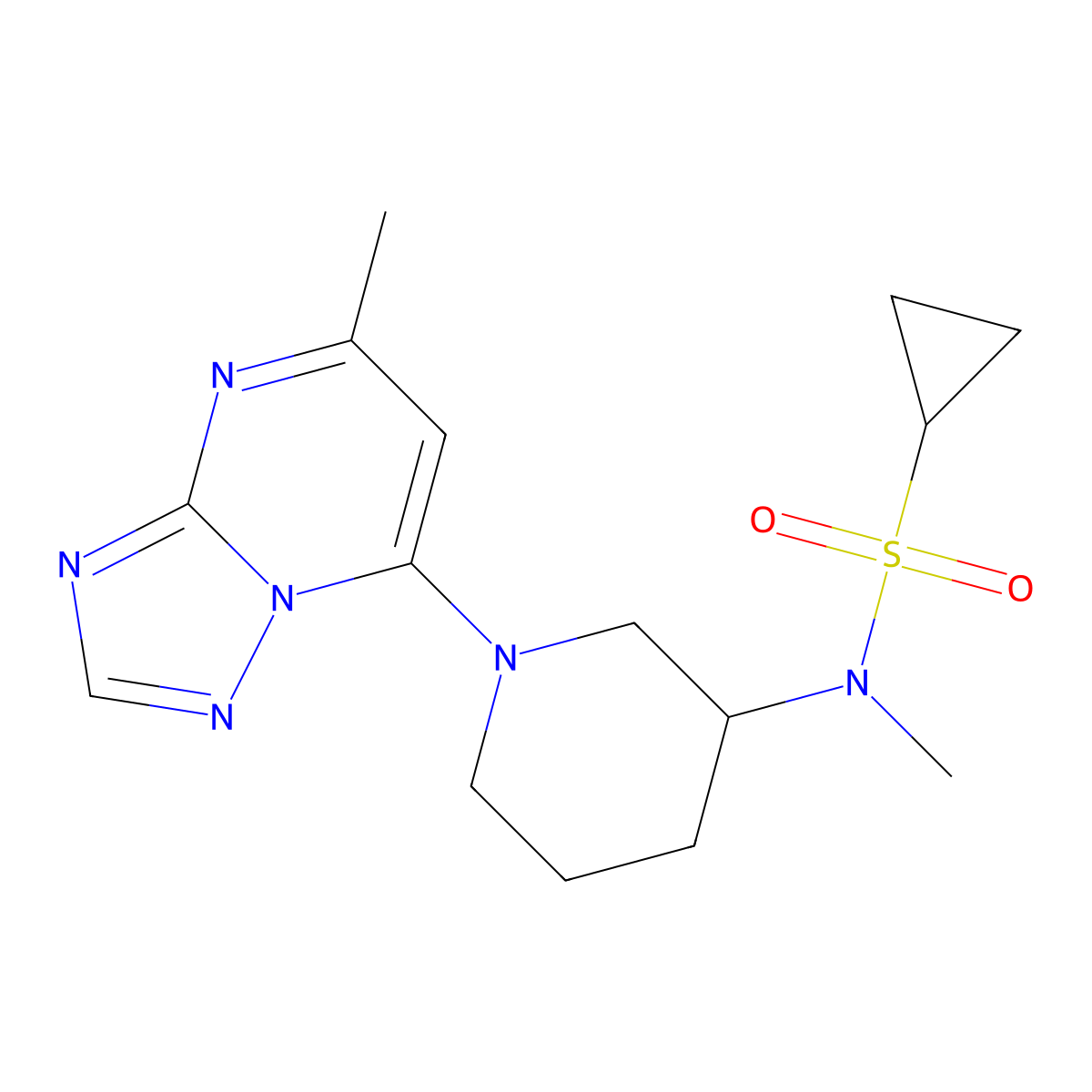 N-methyl-N-(1-{5-methyl-[1,2,4]triazolo[1,5-a]pyrimidin-7-yl}piperidin-3-yl)cyclopropanesulfonamide molecular structure, CAS 2742069-88-9