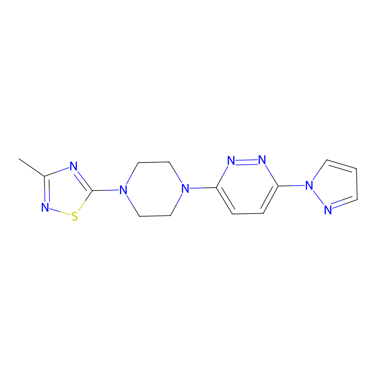 3-[4-(3-methyl-1,2,4-thiadiazol-5-yl)piperazin-1-yl]-6-(1H-pyrazol-1-yl)pyridazine molecular structure, CAS 2742070-02-4
