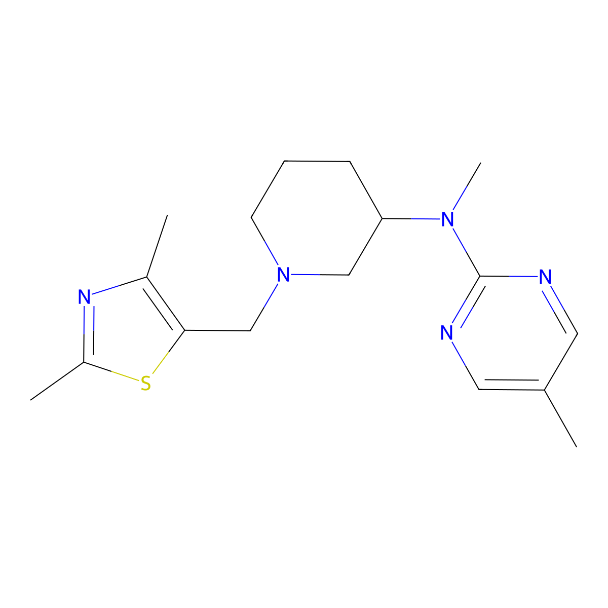 N-{1-[(2,4-dimethyl-1,3-thiazol-5-yl)methyl]piperidin-3-yl}-N,5-dimethylpyrimidin-2-amine molecular structure, CAS 2742070-04-6