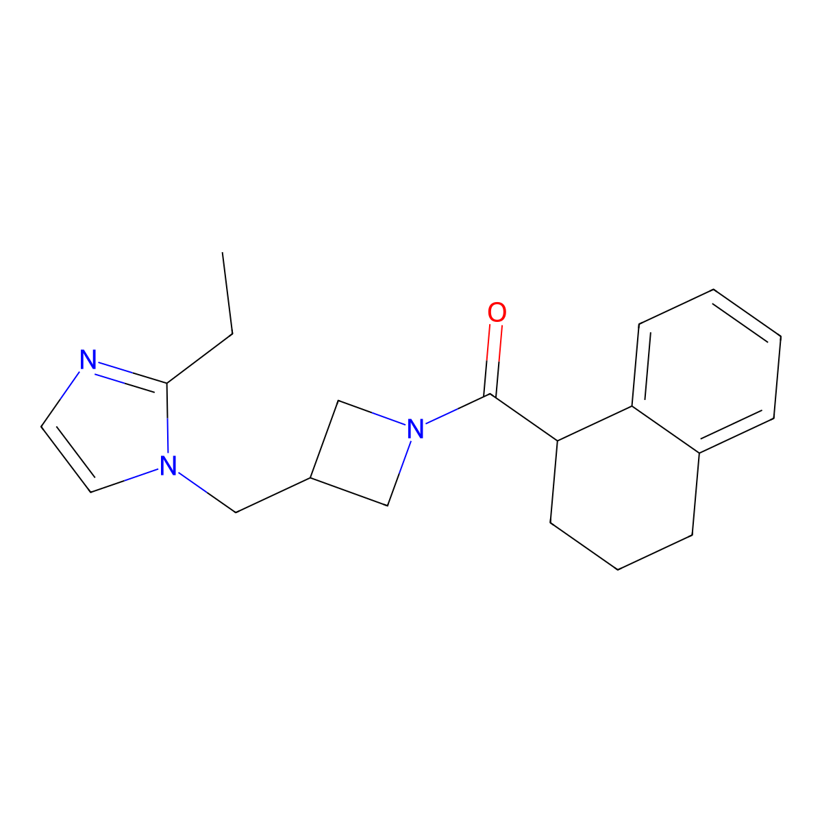 2-ethyl-1-{[1-(1,2,3,4-tetrahydronaphthalene-1-carbonyl)azetidin-3-yl]methyl}-1H-imidazole molecular structure, CAS 2742070-06-8