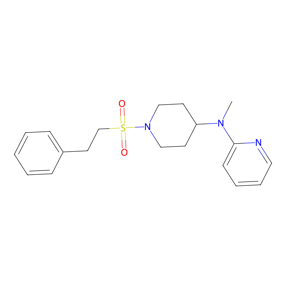 N-methyl-N-[1-(2-phenylethanesulfonyl)piperidin-4-yl]pyridin-2-amine molecular structure, CAS 2742070-10-4