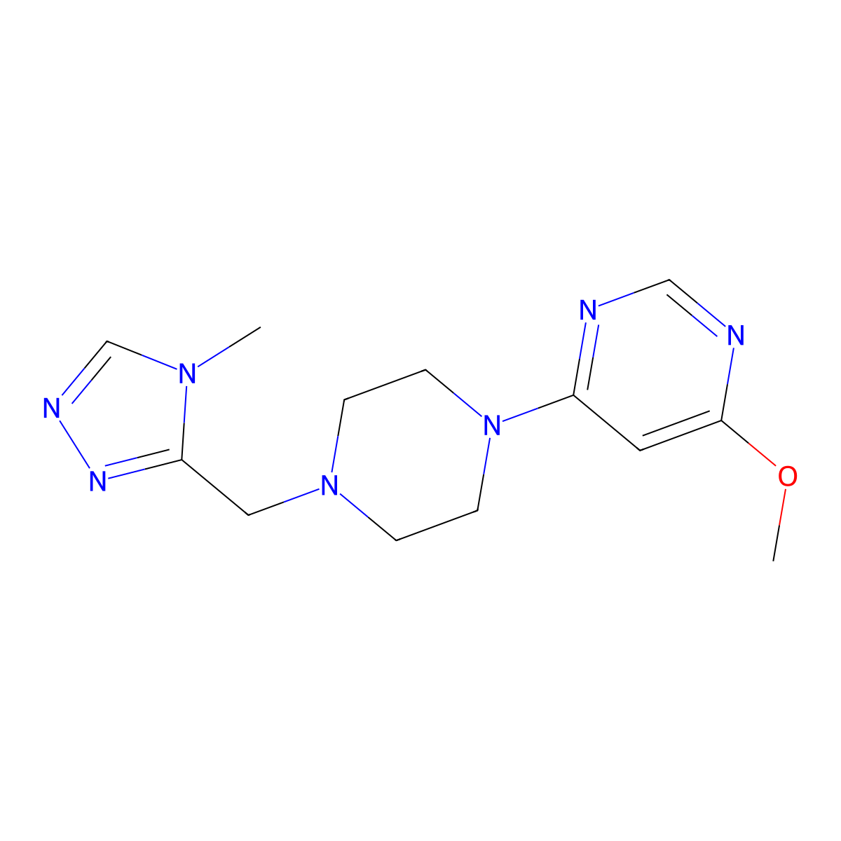 4-methoxy-6-{4-[(4-methyl-4H-1,2,4-triazol-3-yl)methyl]piperazin-1-yl}pyrimidine molecular structure, CAS 2742070-13-7