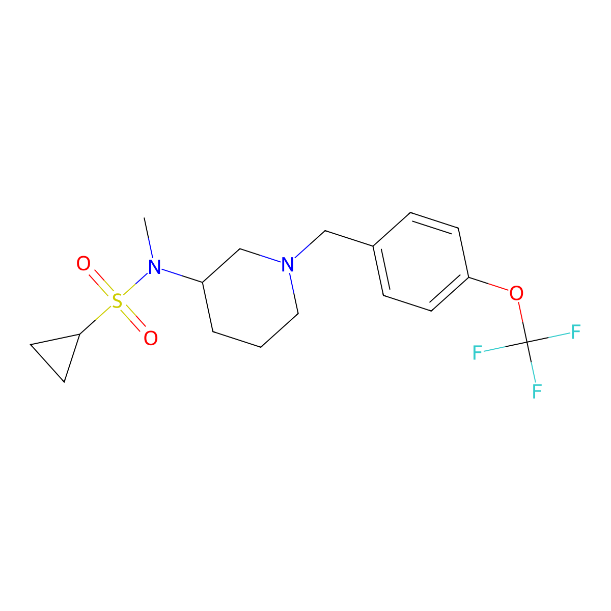 N-methyl-N-(1-{[4-(trifluoromethoxy)phenyl]methyl}piperidin-3-yl)cyclopropanesulfonamide molecular structure, CAS 2742070-14-8
