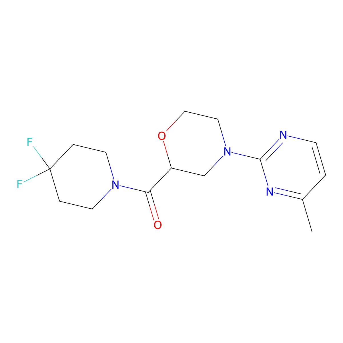 2-(4,4-Difluoropiperidine-1-carbonyl)-4-(4-methylpyrimidin-2-yl)morpholine molecular structure, CAS 2742070-15-9