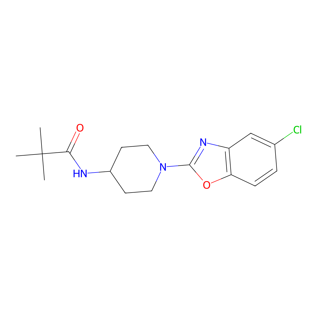 N-[1-(5-chloro-1,3-benzoxazol-2-yl)piperidin-4-yl]-2,2-dimethylpropanamide molecular structure, CAS 2742070-18-2