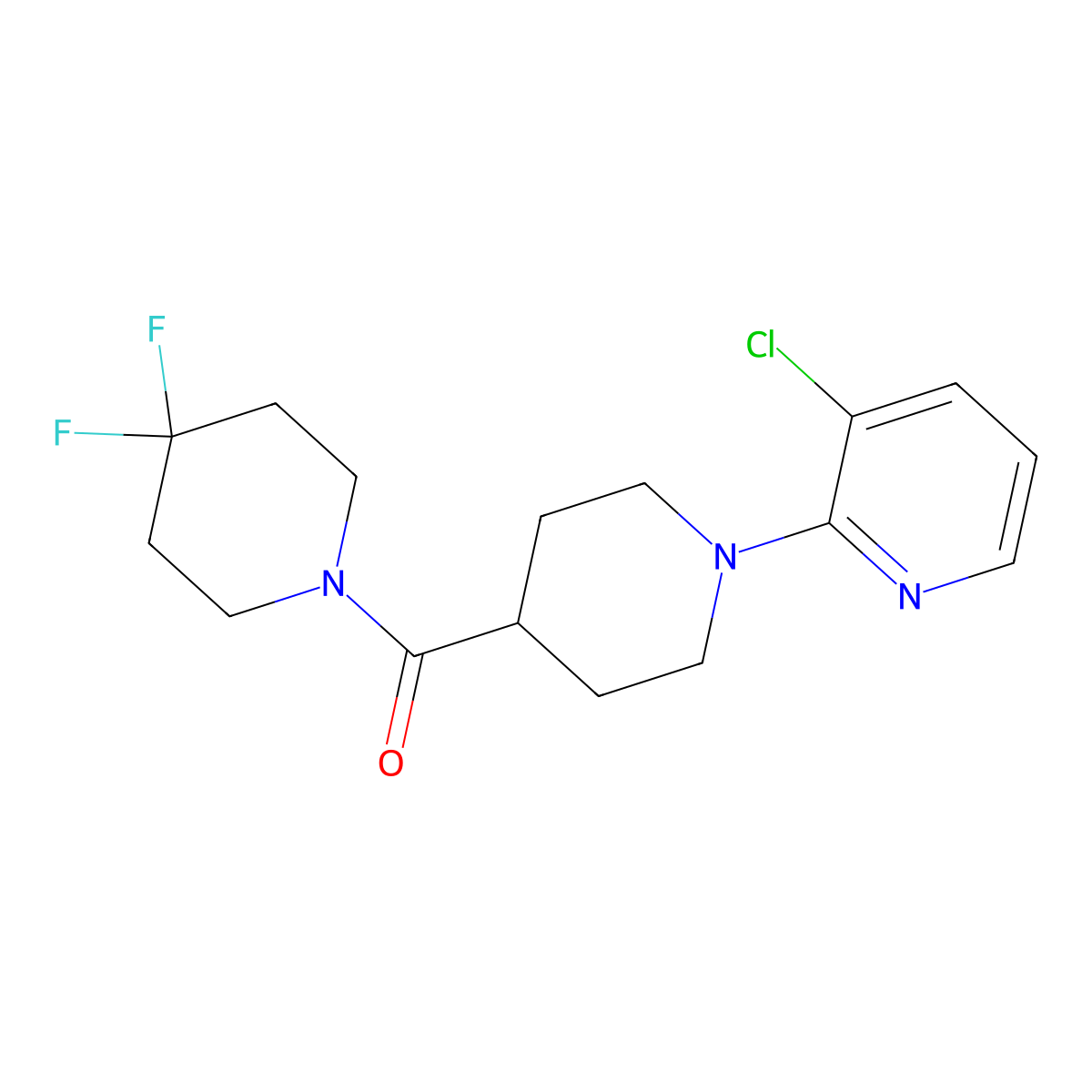 3-Chloro-2-[4-(4,4-difluoropiperidine-1-carbonyl)piperidin-1-yl]pyridine molecular structure, CAS 2742070-19-3