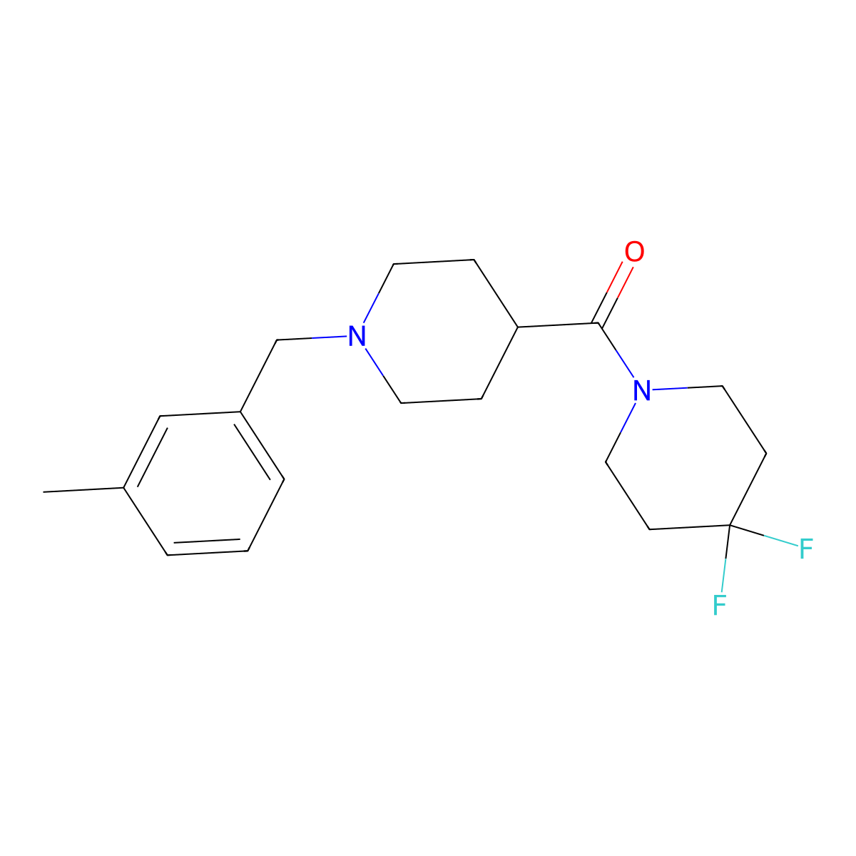 4,4-Difluoro-1-{1-[(3-methylphenyl)methyl]piperidine-4-carbonyl}piperidine molecular structure, CAS 2742070-21-7
