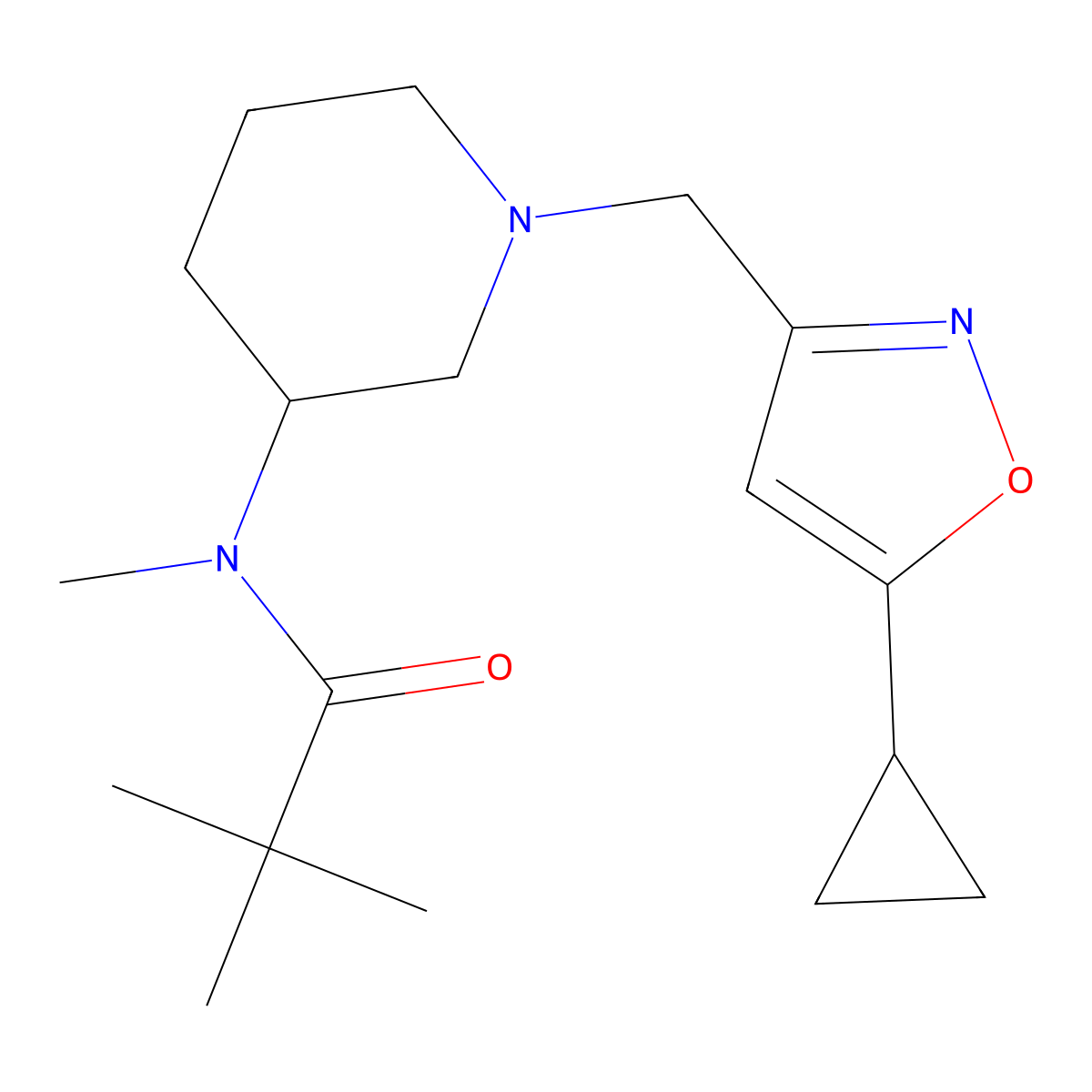 N-{1-[(5-cyclopropyl-1,2-oxazol-3-yl)methyl]piperidin-3-yl}-N,2,2-trimethylpropanamide molecular structure, CAS 2742077-73-0