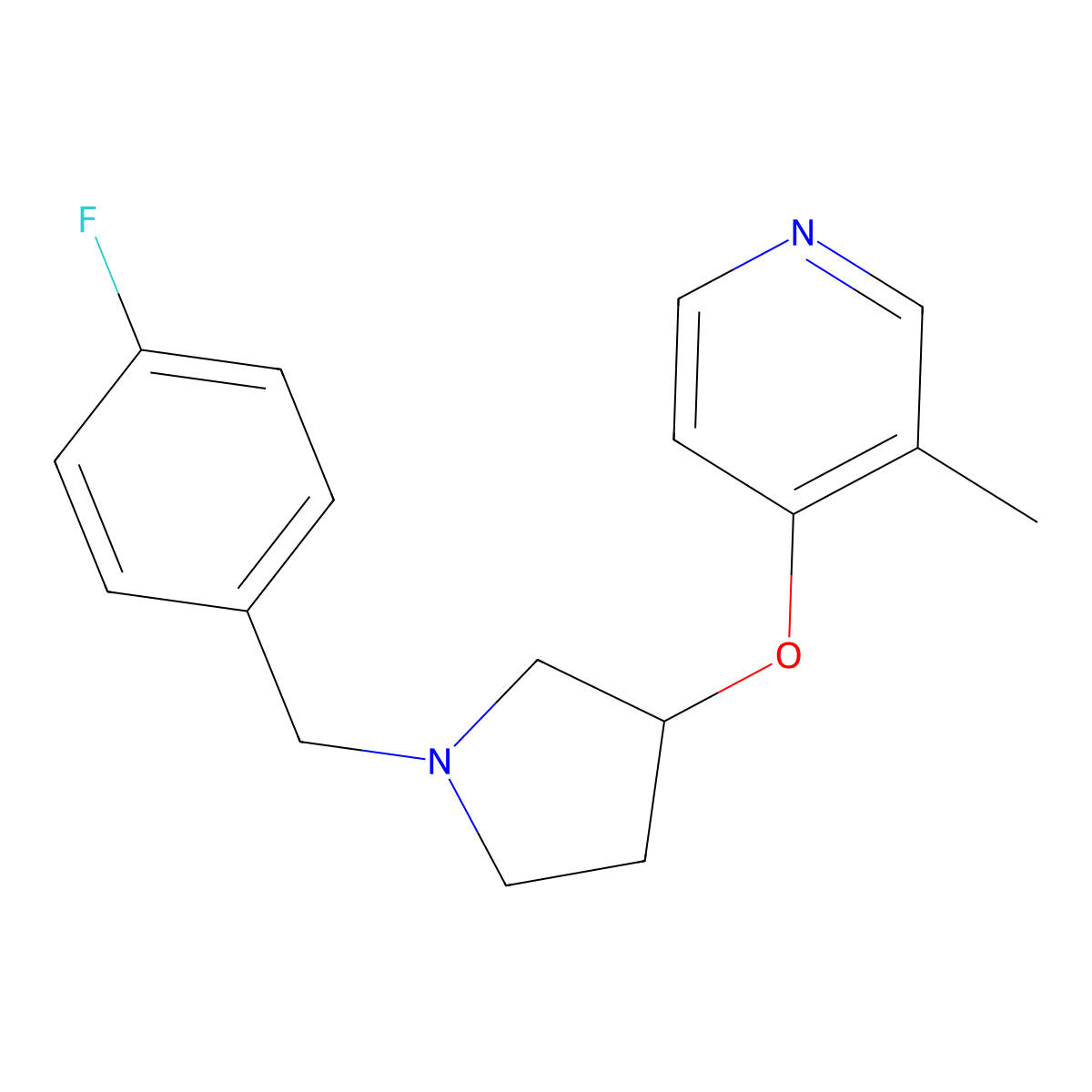4-({1-[(4-Fluorophenyl)methyl]pyrrolidin-3-yl}oxy)-3-methylpyridine molecular structure, CAS 2742077-74-1