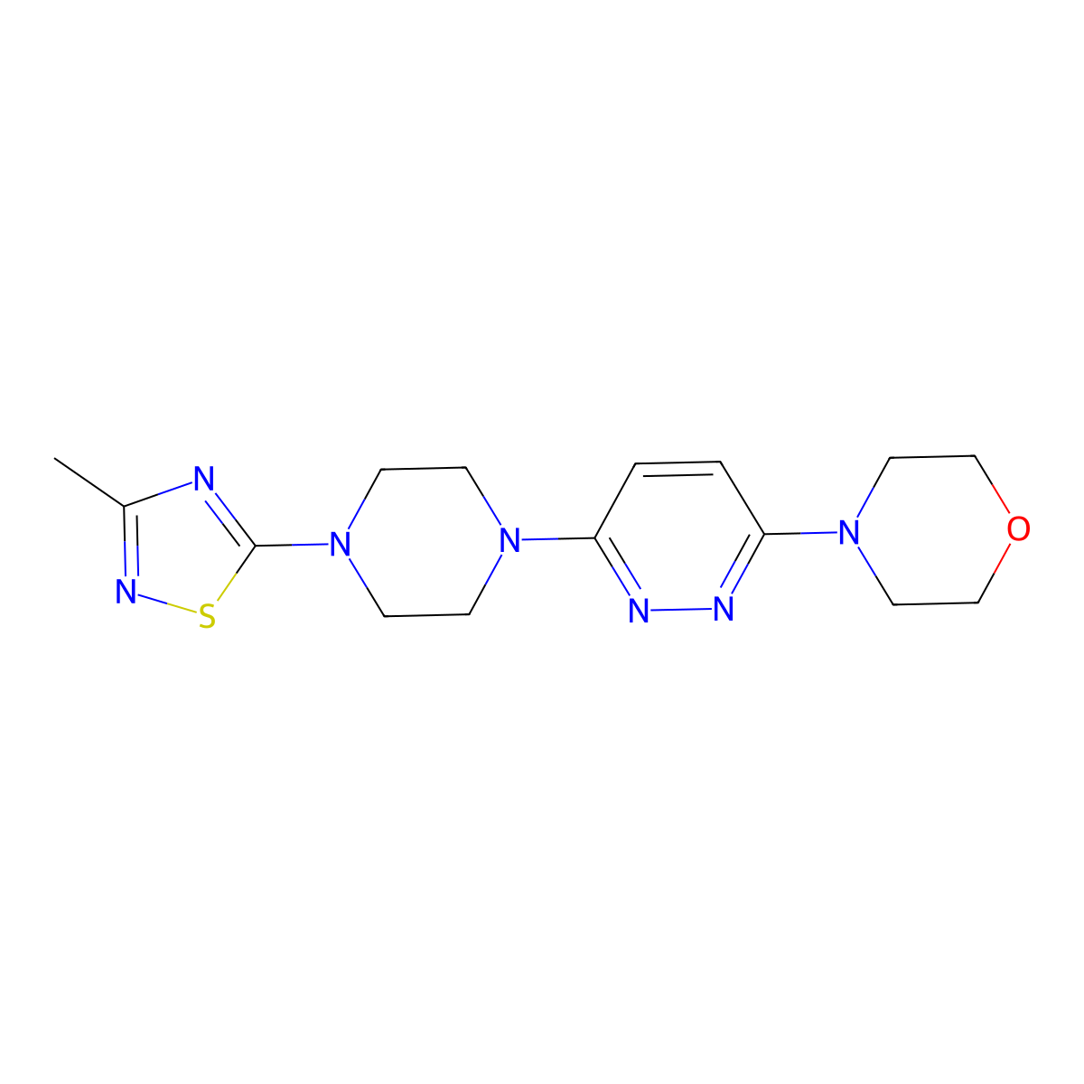 4-{6-[4-(3-Methyl-1,2,4-thiadiazol-5-yl)piperazin-1-yl]pyridazin-3-yl}morpholine molecular structure, CAS 2742077-81-0