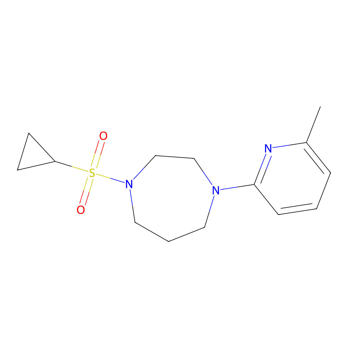1-(Cyclopropanesulfonyl)-4-(6-methylpyridin-2-yl)-1,4-diazepane molecular structure, CAS 2742077-83-2
