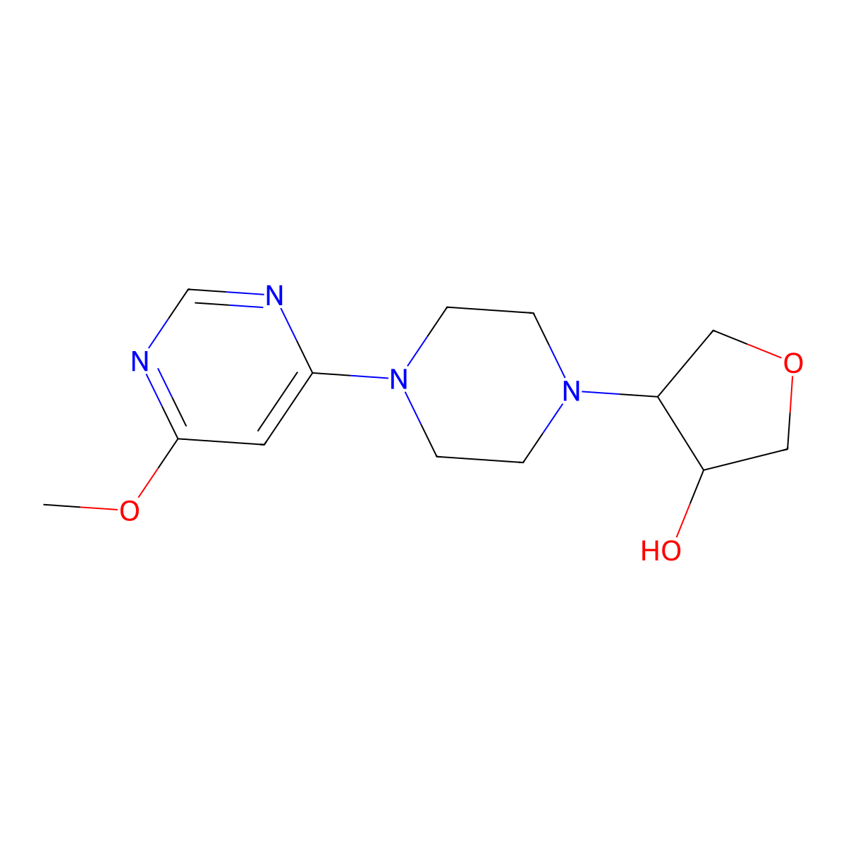 4-[4-(6-Methoxypyrimidin-4-yl)piperazin-1-yl]oxolan-3-ol molecular structure, CAS 2742077-86-5