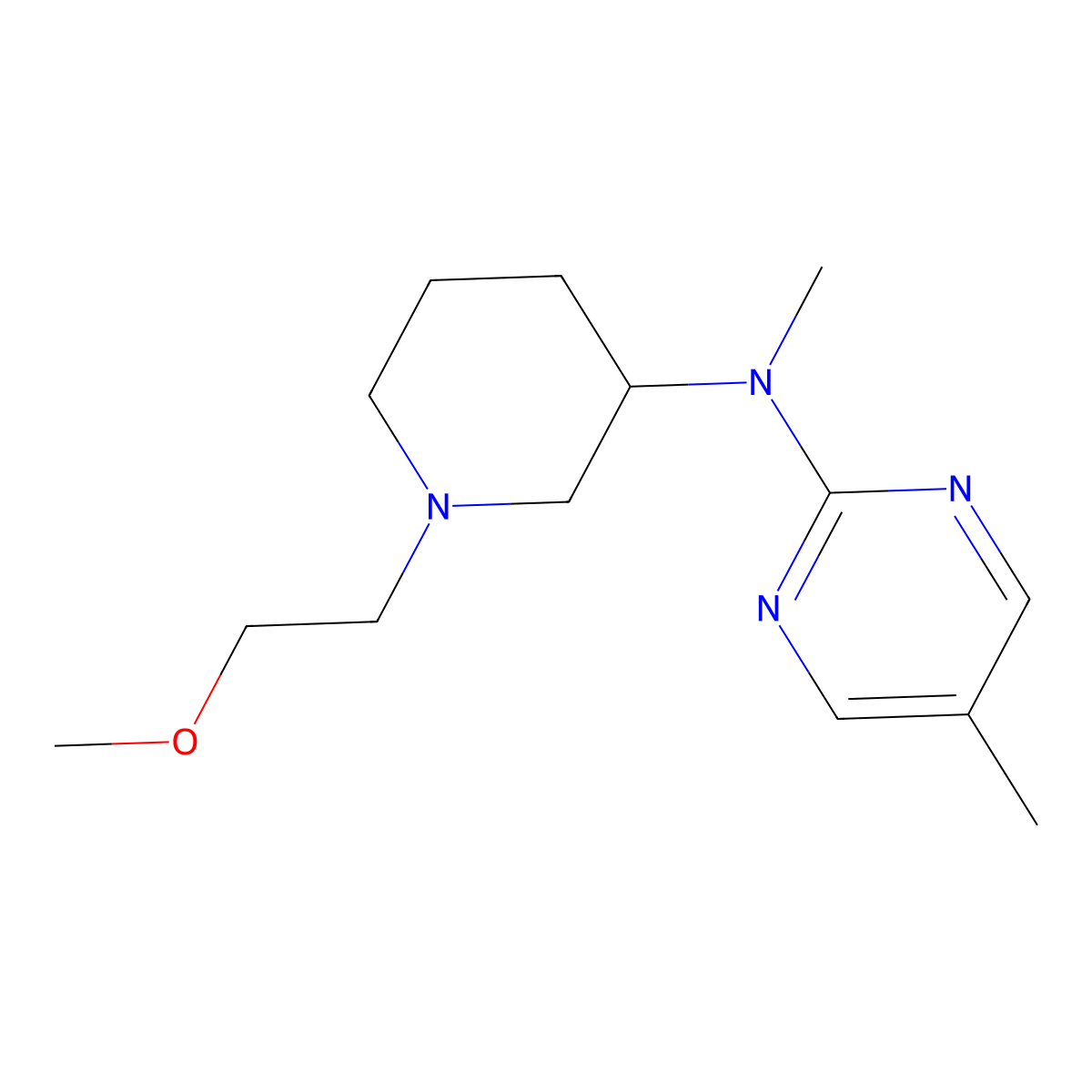 N-[1-(2-methoxyethyl)piperidin-3-yl]-N,5-dimethylpyrimidin-2-amine molecular structure, CAS 2742077-90-1