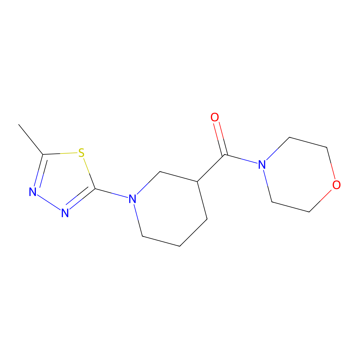 4-[1-(5-Methyl-1,3,4-thiadiazol-2-yl)piperidine-3-carbonyl]morpholine molecular structure, CAS 2742078-00-6