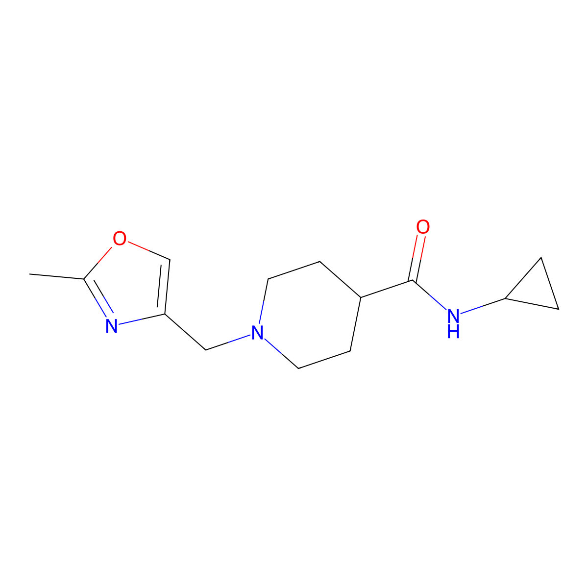 N-cyclopropyl-1-[(2-methyl-1,3-oxazol-4-yl)methyl]piperidine-4-carboxamide molecular structure, CAS 2742078-04-0