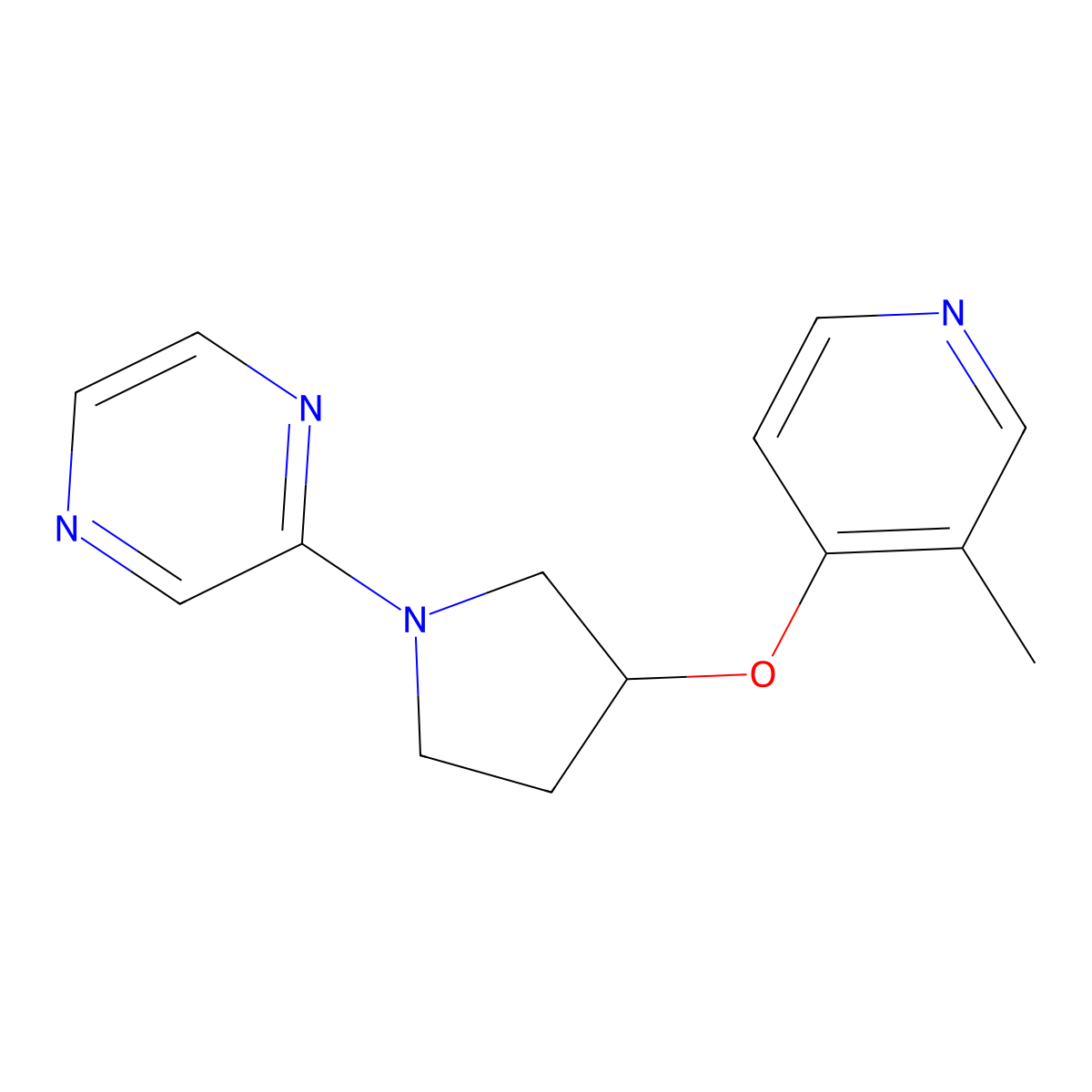 2-{3-[(3-Methylpyridin-4-yl)oxy]pyrrolidin-1-yl}pyrazine molecular structure, CAS 2742078-12-0