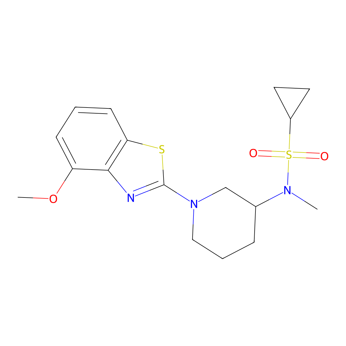 N-[1-(4-methoxy-1,3-benzothiazol-2-yl)piperidin-3-yl]-N-methylcyclopropanesulfonamide molecular structure, CAS 2742078-14-2