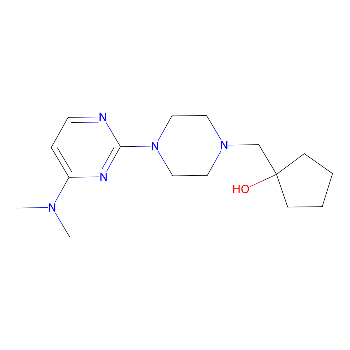 1-({4-[4-(Dimethylamino)pyrimidin-2-yl]piperazin-1-yl}methyl)cyclopentan-1-ol molecular structure, CAS 2742078-17-5