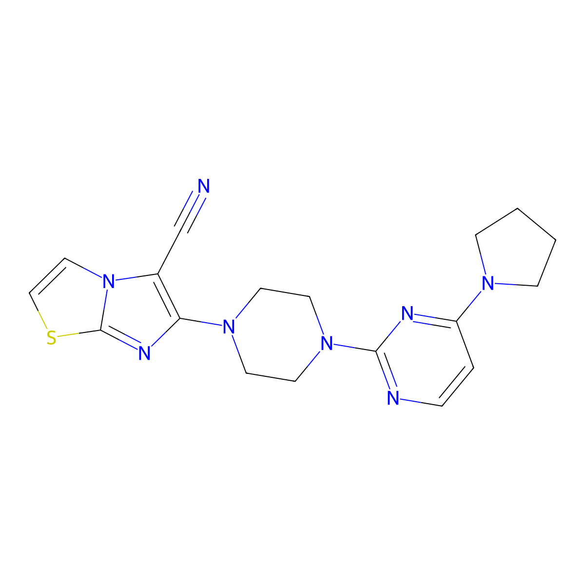 6-{4-[4-(Pyrrolidin-1-yl)pyrimidin-2-yl]piperazin-1-yl}imidazo[2,1-b][1,3]thiazole-5-carbonitrile molecular structure, CAS 2742078-21-1