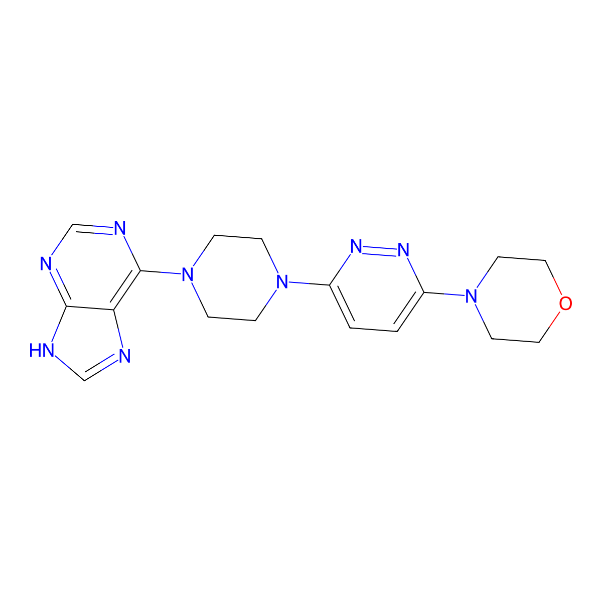 6-{4-[6-(morpholin-4-yl)pyridazin-3-yl]piperazin-1-yl}-9H-purine molecular structure, CAS 2742078-22-2