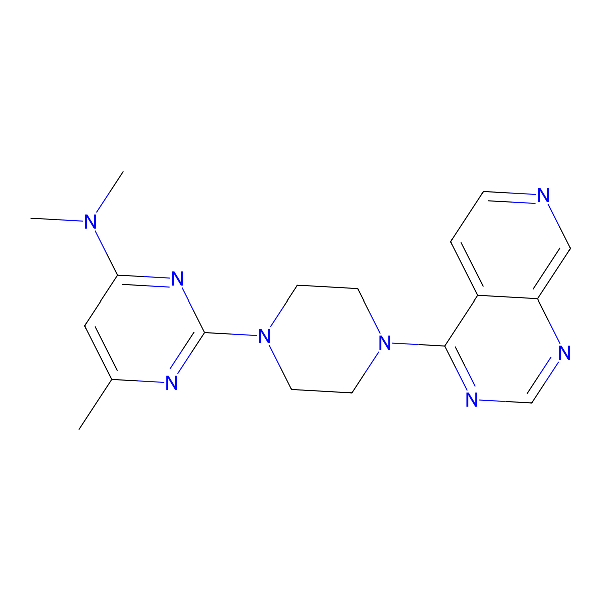 N,N,6-trimethyl-2-(4-{pyrido[3,4-d]pyrimidin-4-yl}piperazin-1-yl)pyrimidin-4-amine molecular structure, CAS 2742078-27-7