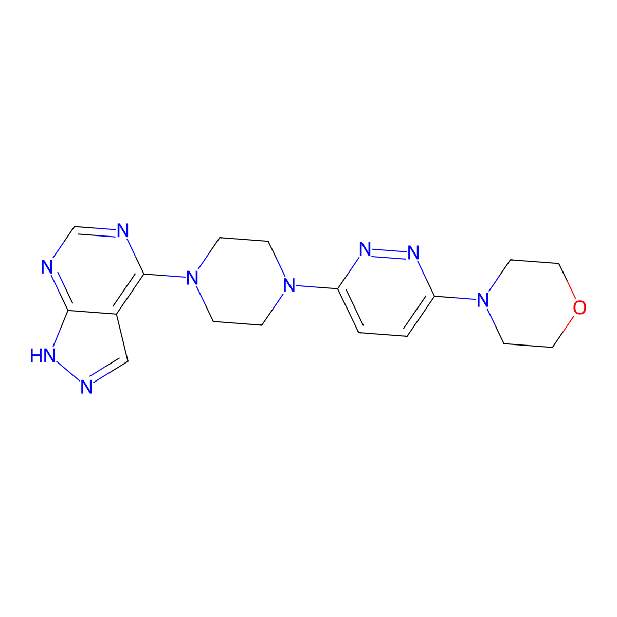 4-[6-(4-{1H-pyrazolo[3,4-d]pyrimidin-4-yl}piperazin-1-yl)pyridazin-3-yl]morpholine molecular structure, CAS 2742078-28-8