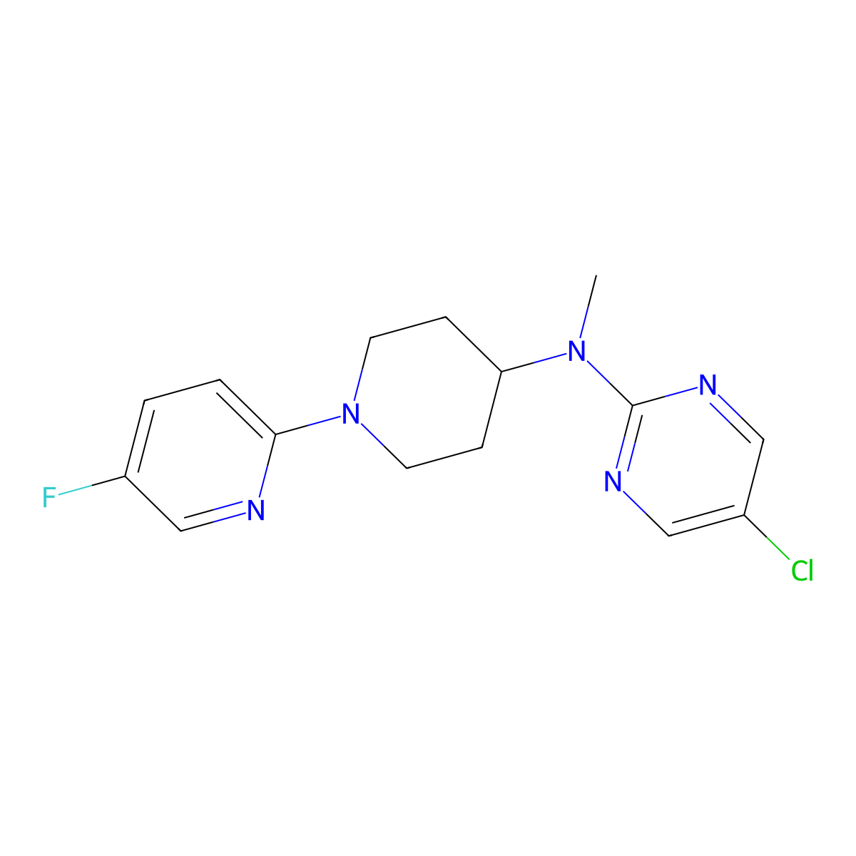 5-chloro-N-[1-(5-fluoropyridin-2-yl)piperidin-4-yl]-N-methylpyrimidin-2-amine molecular structure, CAS 2742078-30-2