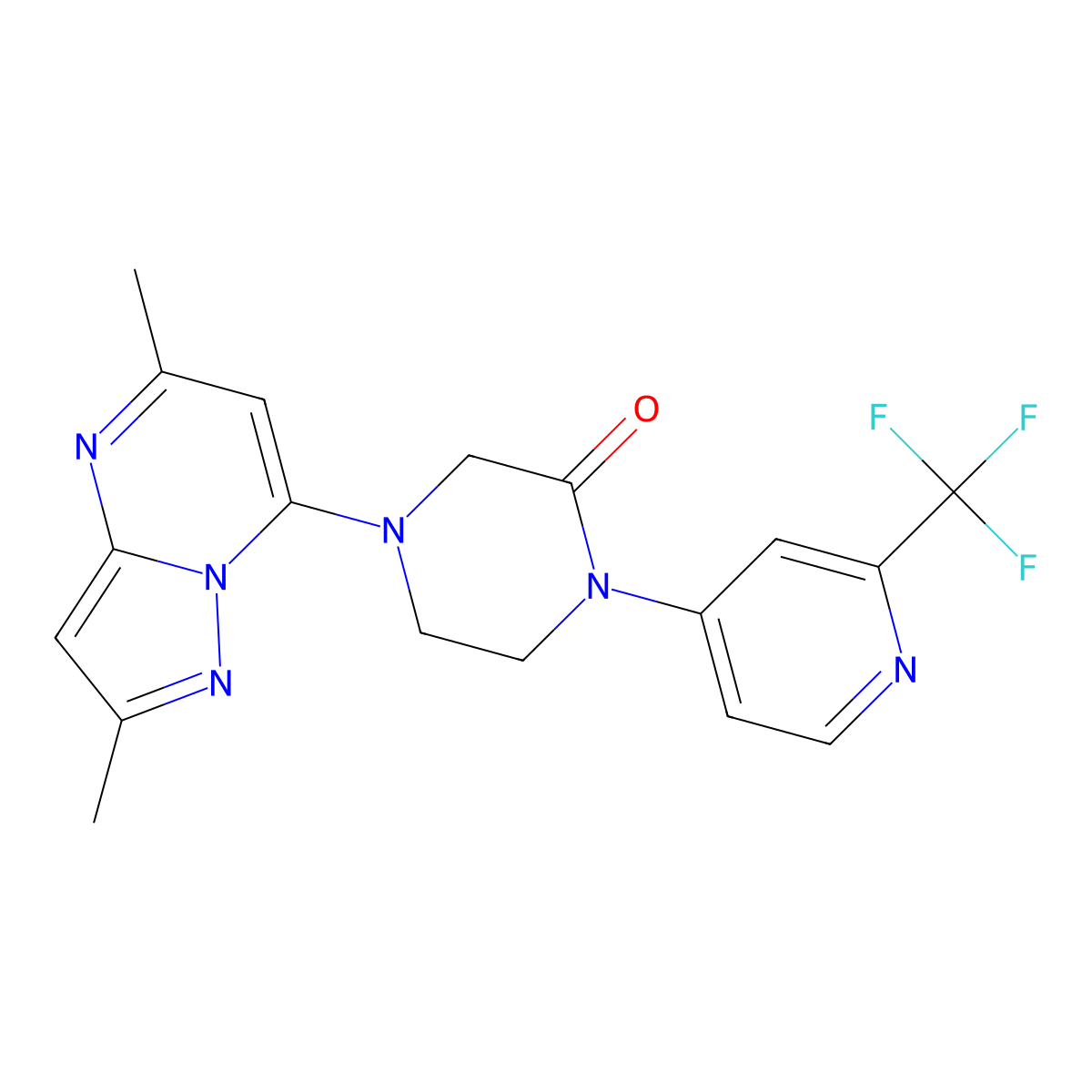 4-{2,5-Dimethylpyrazolo[1,5-a]pyrimidin-7-yl}-1-[2-(trifluoromethyl)pyridin-4-yl]piperazin-2-one molecular structure, CAS 2742078-31-3