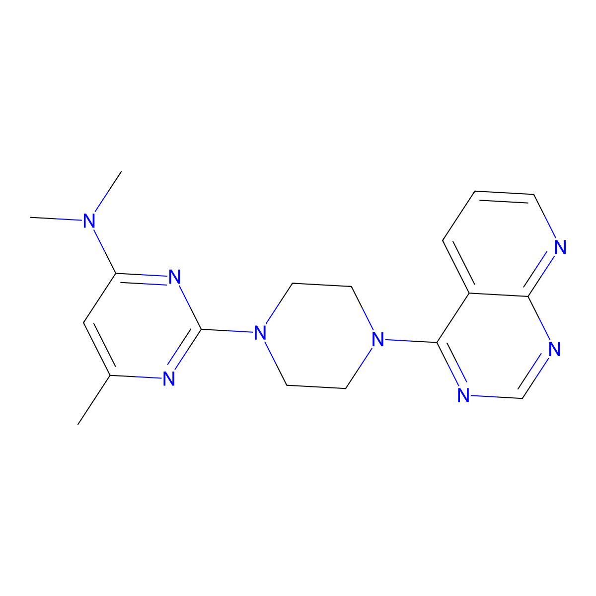 N,N,6-trimethyl-2-(4-{pyrido[2,3-d]pyrimidin-4-yl}piperazin-1-yl)pyrimidin-4-amine molecular structure, CAS 2742078-37-9