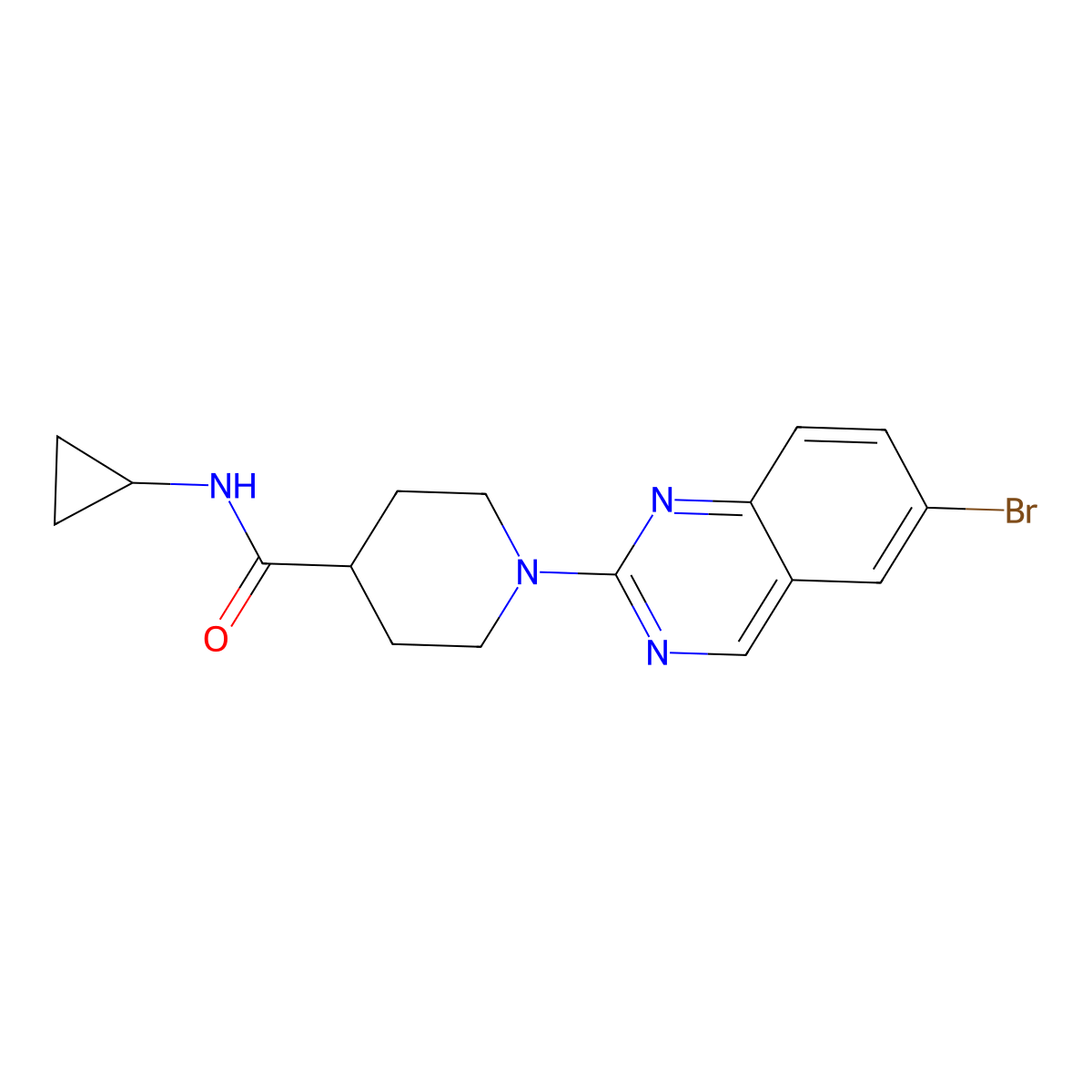 1-(6-bromoquinazolin-2-yl)-N-cyclopropylpiperidine-4-carboxamide molecular structure, CAS 2742078-39-1