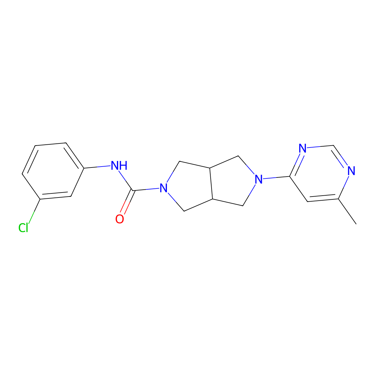 N-(3-chlorophenyl)-5-(6-methylpyrimidin-4-yl)-octahydropyrrolo[3,4-c]pyrrole-2-carboxamide molecular structure, CAS 2742078-41-5